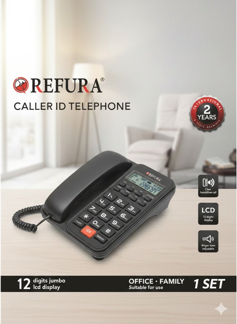 ريفورا زر كبير حبالي الهاتف ، السلكية المنزل سطح المكتب الهاتف الثابت مع معرف المتصل ، مكبر صوت يدوي ، شاشة LED ، 2 الاتصال الهاتفي السريع RE-223 - Image 1